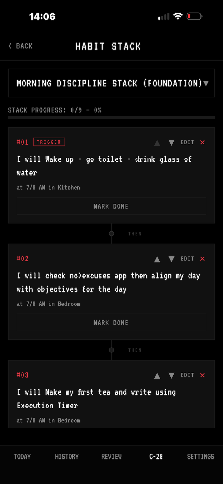 Habit Stack in War Room